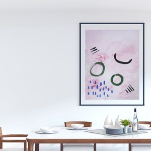 Pintura abstracta original en tonos rosa ruborizados, 18 x 24 pulgadas. imagen 10