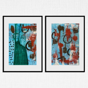 Original Abstract Painting , set of 2 Wall Art