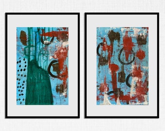 Original Abstract Painting , set of 2 Wall Art