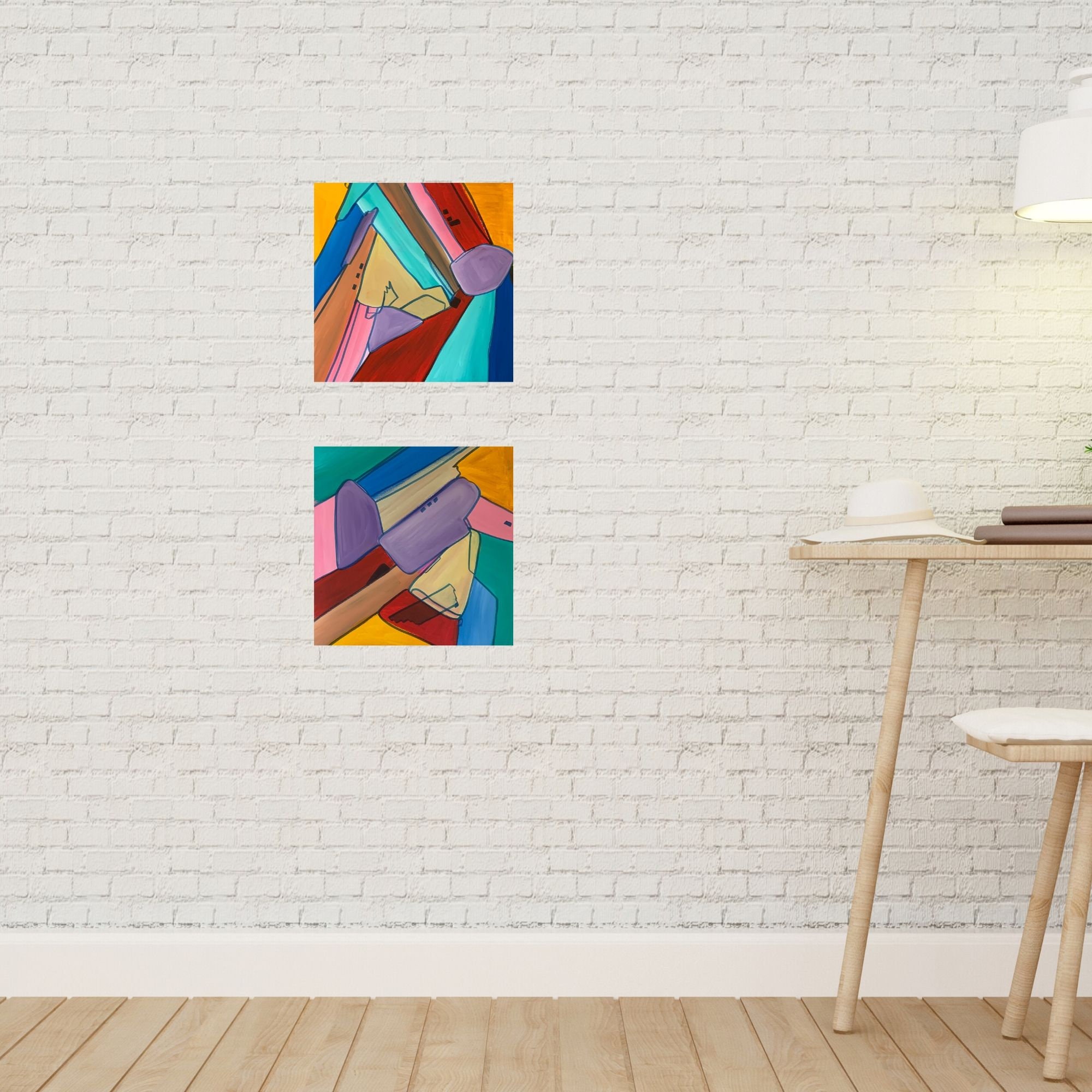 Set of 2 Eclectic Modern Original Wall Art Gallery Wall Art Set Set of