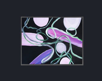 Peinture abstraite acrylique violette originale