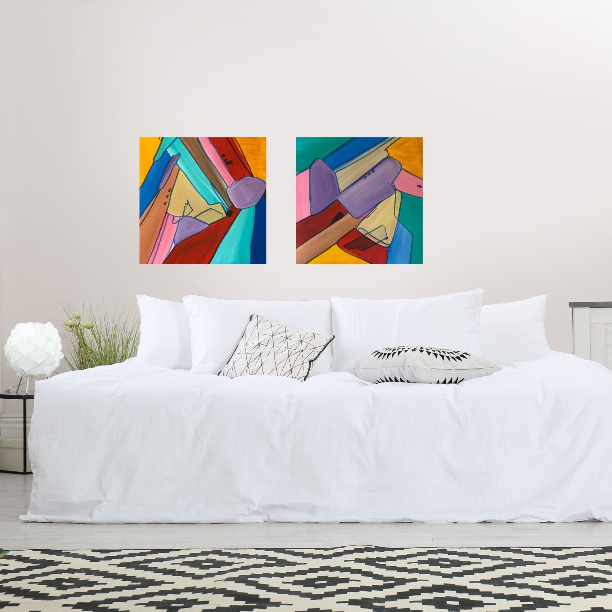 Set of 2 Eclectic Modern Original Wall Art Gallery Wall Art | Etsy