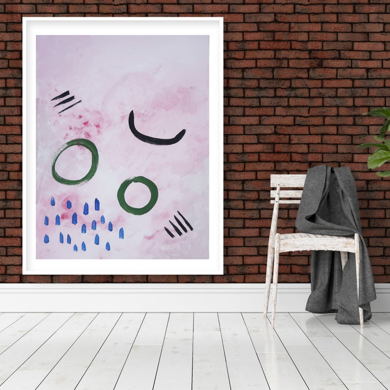 Pintura abstracta original en tonos rosa ruborizados, 18 x 24 pulgadas. imagen 7