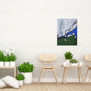 Original Acrylic painting on paper . Abstract painting . green blue grey black art modern minimalist contemporary wall art on paper image 9