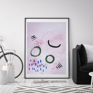 Pintura abstracta original en tonos rosa ruborizados, 18 x 24 pulgadas. imagen 9