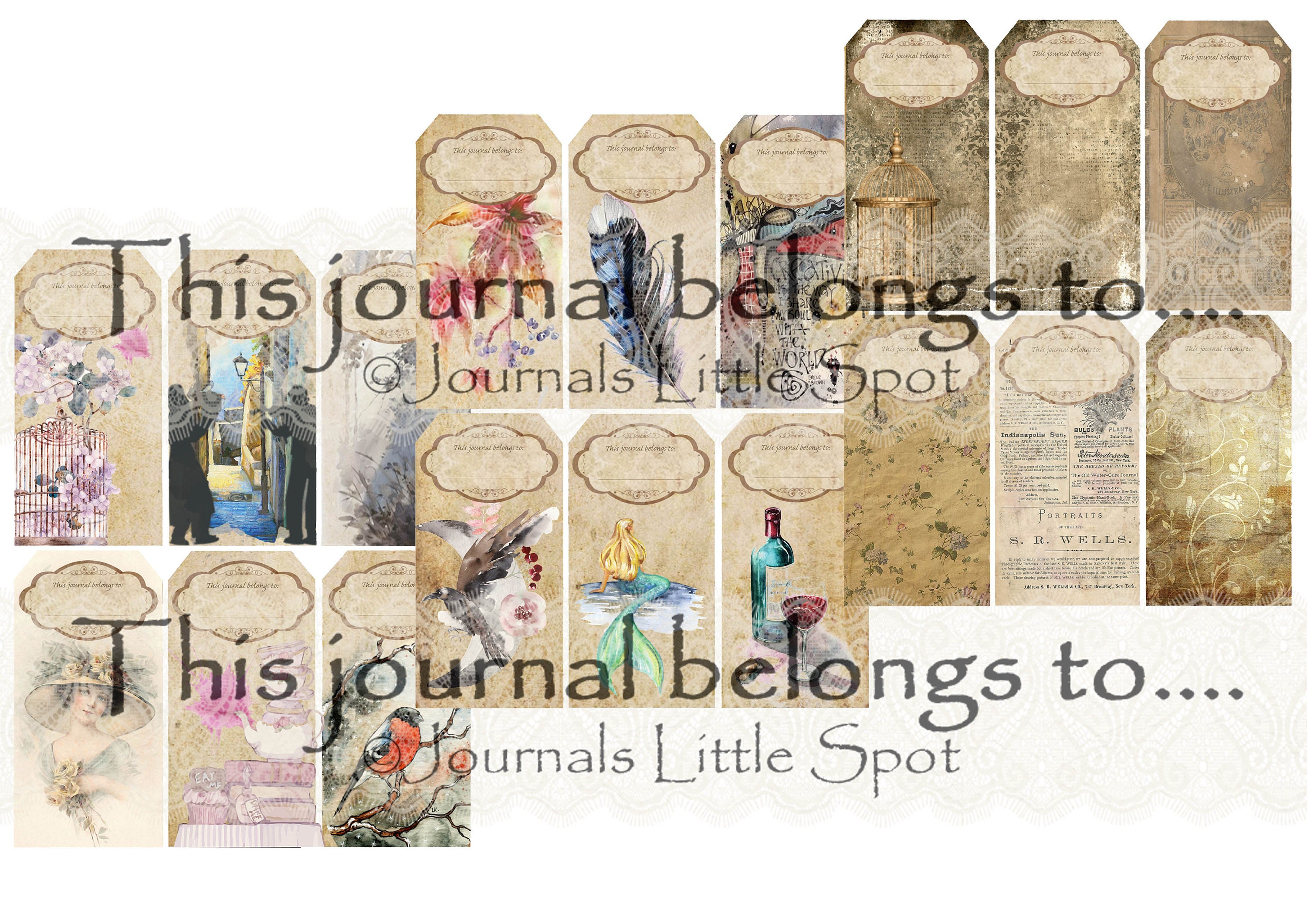 This Journal Belongs To Printable Tags Junk Journal Scrapbook | Etsy