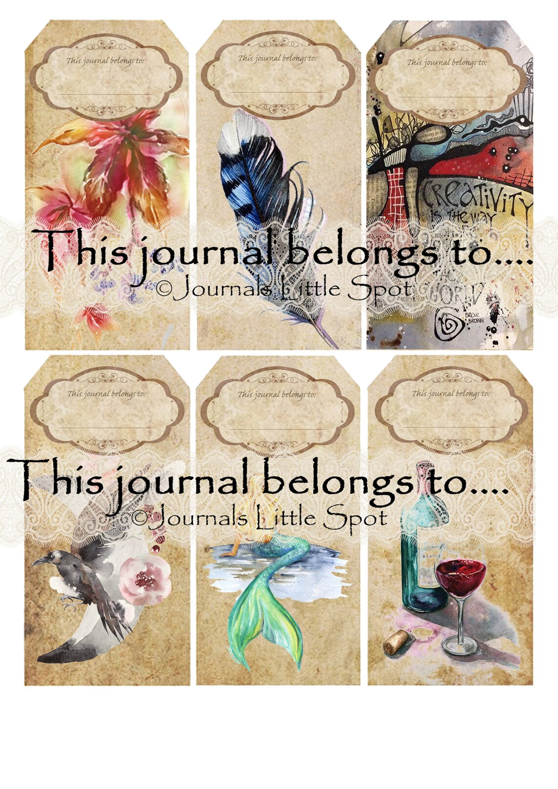 This Journal Belongs To Printable Tags Junk Journal Scrapbook | Etsy