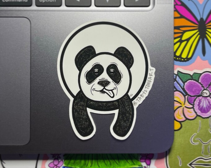 Oreo the panda stickers, vinyl stickers, laptop decals, car sticker, car decal, panda sticker, panda drawing, original art, Taby 2 Tone Art