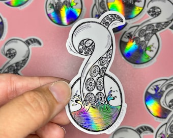 Octopus Play Stickers, Decal, Car, Hydroflask, Planner, Hawaii, Octopus, Sticker, Holographic, Gift, Nautical, Beach, Ocean, Vinyl, Original