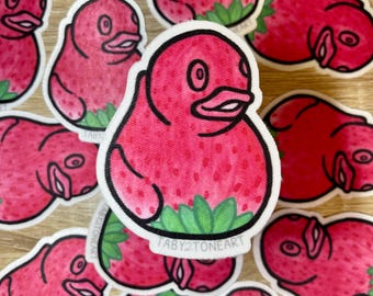 Strawberry Duck FABRIC Sticker