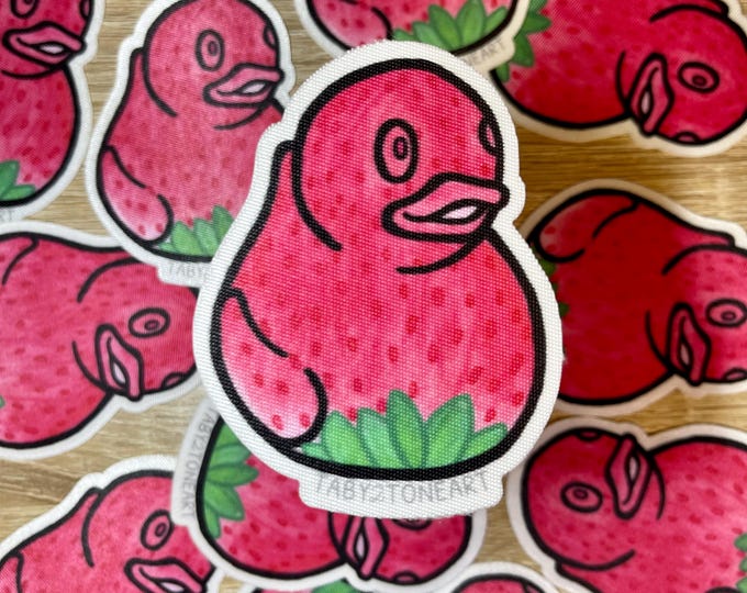 Strawberry Duck FABRIC Sticker