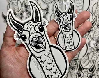 Llama stickers, llama sticking tongue, funny llama, llama drawing, llama art, waterproof stickers, laptop decals, phone decals, car decals