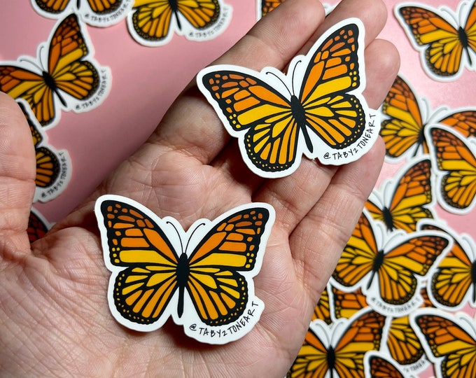 Mini monarch butterfly stickers, matte vinyl stickers, butterfly art, mini stickers, laptop decals, notebook, planner, Taby 2 Tone Art