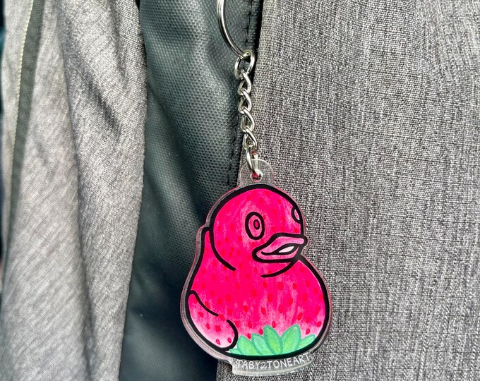 Strawberry Duck Keychain