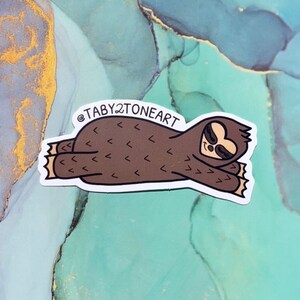 Sloth sticker, cute sticker art, sleeping sloth, hydro flask stickers, car decals, Taby 2 Tone Art, sloth art