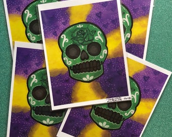 Sugar Skull Acrylic Painting Print