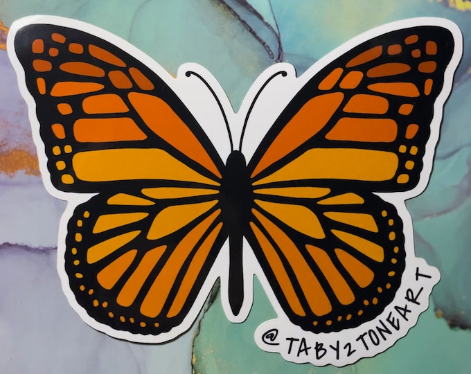 Giant monarch butterfly sticker, car decals, car accessories, laptop decals, monarch butterfly art, Taby 2 Tone Art, Butterfly