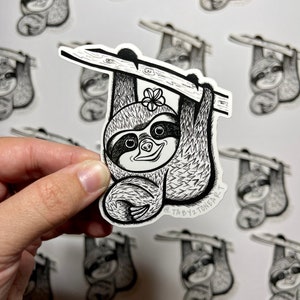 Sloth stickers, hanging sloth, sloth drawing, cute sloth, waterproof sticker, laptop stickers, car stickers, planner stickers, vinyl sticker