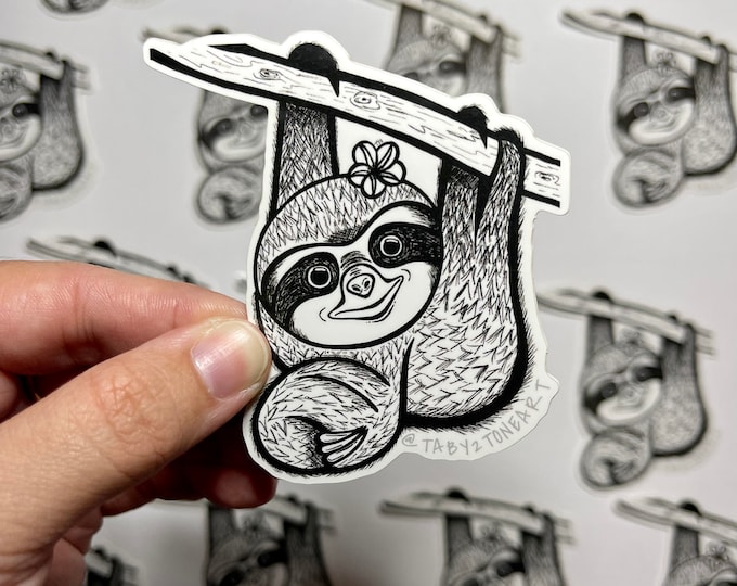 Sloth stickers, hanging sloth, sloth drawing, cute sloth, waterproof sticker, laptop stickers, car stickers, planner stickers, vinyl sticker