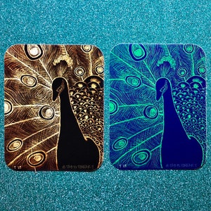 Peacock Stickers, Peacock artwork, Waterproof stickers, Vinyl stickers, Glossy vinyl, Planner stickers, Phone decal, Laptop decals, Feathers