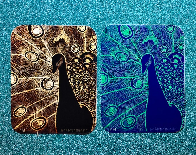 Peacock Stickers, Peacock artwork, Waterproof stickers, Vinyl stickers, Glossy vinyl, Planner stickers, Phone decal, Laptop decals, Feathers