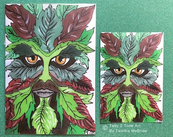 Green Man Acrylic Painting Art Print