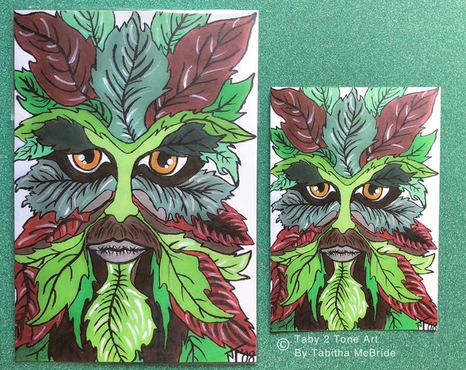 Green Man Acrylic Painting Art Print