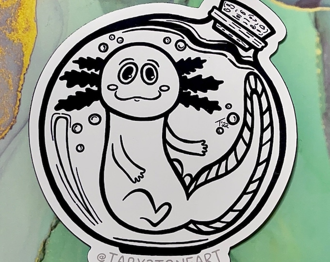 Axolotl magnet, fridge magnet, car magnet, car accessories, Axolotl drawing, Axolotl artwork, refrigerator magnet, Taby 2 Tone Art