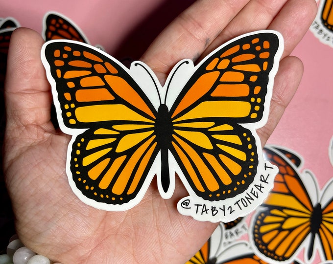 Monarch butterfly stickers, vinyl stickers, car decals, laptop decals, car accessories, butterfly art, large stickers, Taby 2 Tone Art