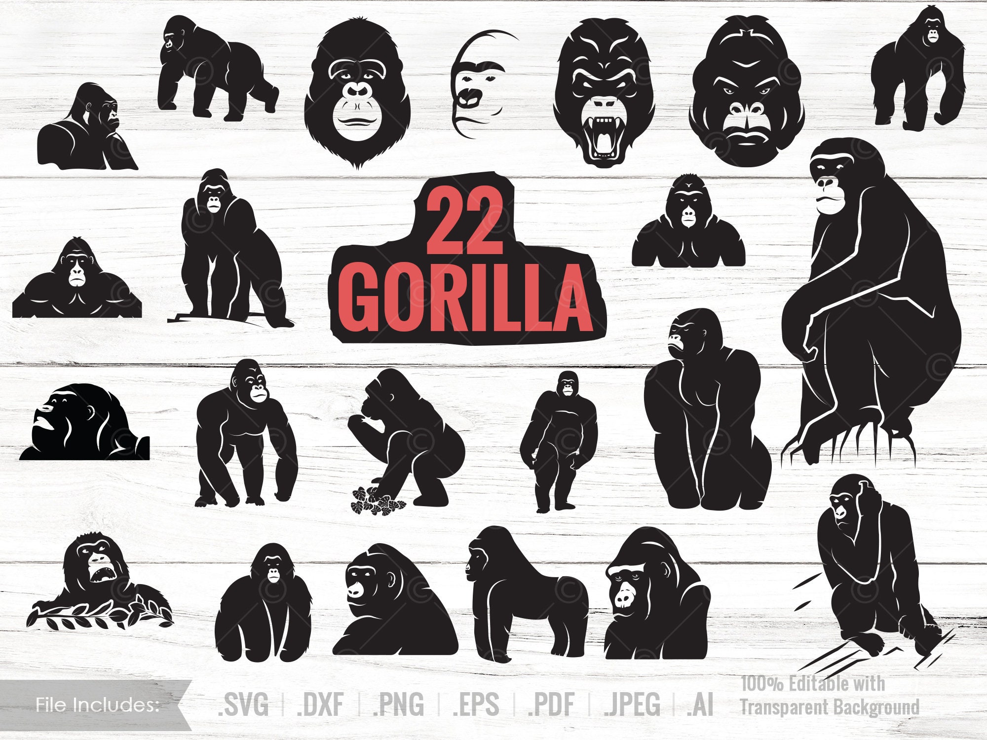 Download Gorilla Svg Bundle Ape Svg Monkey Svg King Kong Gorilla Etsy