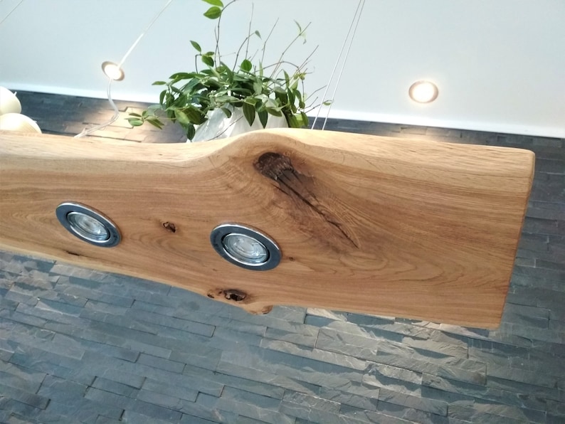 Holz Hängelampe Pendellampe Pendelleuchte Led Wild Eiche geölt Unikat GU10 Bild 3