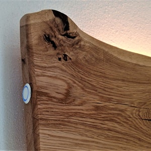 LED wall light made of rustic oak wood with tree edge, unique natural dimmable forest edge image 8