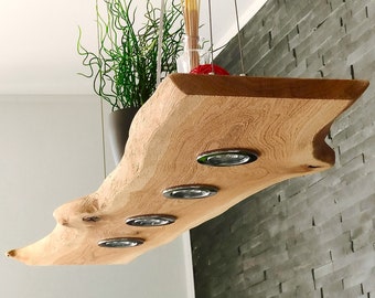 Tessa Wood Pendant Light Solid Oak LED Dining Table Lamp Handmade in Germany Dimmable GU10