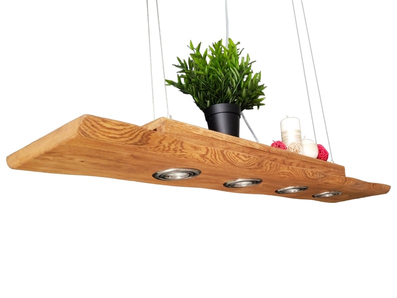 Holz Hängelampe Pendellampe Pendelleuchte Led Wild Eiche geölt Unikat GU10 Bild 8