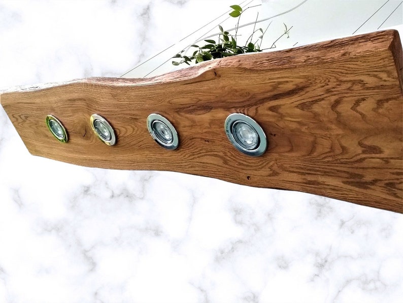 Holz LED Hängelampe Pendellampe Pendelleuchte Led Eiche Nussbaum geölt Unikat GU10 Holz Massiv Smart Bild 3