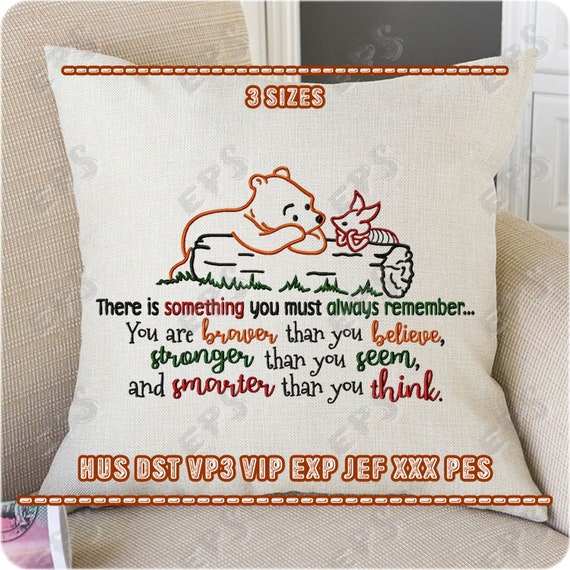 Winnie the Pooh Quote embroidery design Reading Pillow Etsy