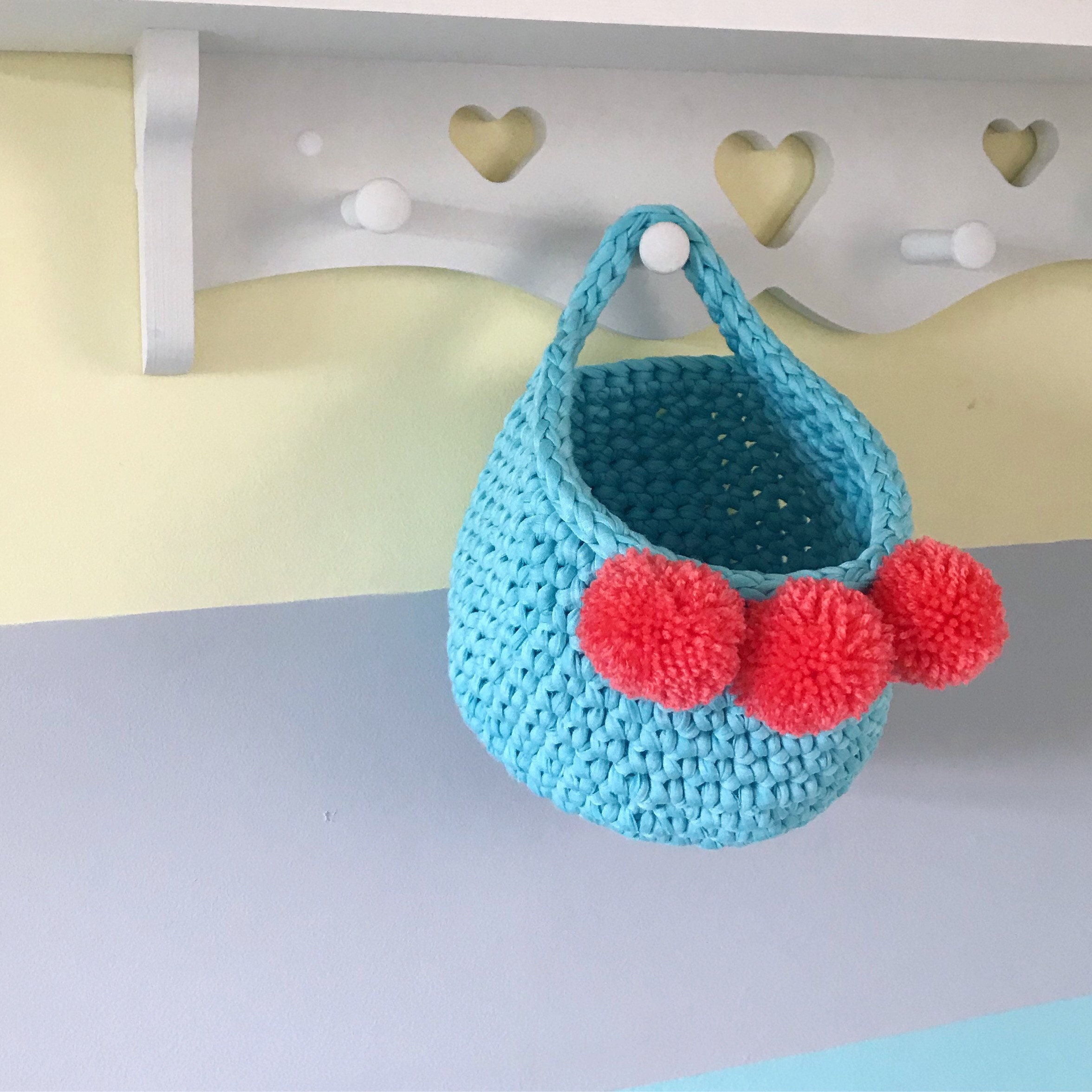 Crochet Nursery Wall Bag Baby Shower Gift Recycled Home | Etsy