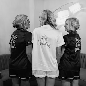 Mother of Bride, Mother of Groom Pajamas, Bridesmaid PJs, Maid of Honour Pj Set, Bridesmaid Gift, Bridal PJS, Bridal Soft Silky Satin Shorts