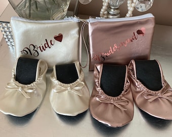 Bridesmaid Gift, Bridesmaid Proposal, Bridesmaid Rollable Shoes, Wedding Flat Shoes, Foldable Shoes, Dancing Slippers, Bridesmaid Slippers