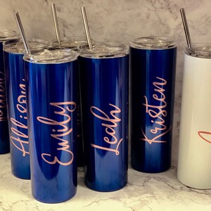 Bachelorette Tumblers with Straw, Bridesmaid Gift, Bridesmaid Proposal, Bachelorette Tumblers, Personalized Stainless Steel Tumbler image 4