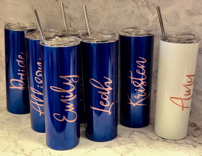 Bachelorette Tumblers with Straw, Bridesmaid Gift, Bridesmaid Proposal, Bachelorette Tumblers, Personalized Stainless Steel Tumbler image 4