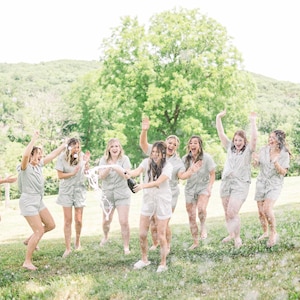 Sage Green Wedding Shoot Jammies, Silky Satin Bridesmaid Pajama Set, Bridesmaid Gift, Bridesmaid Pyjamas, Maid of Honour Gift, Gift for Her