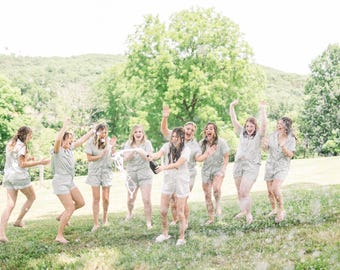 Sage Green Wedding Shoot Jammies, Silky Satin Bridesmaid Pajama Set, Bridesmaid Gift, Bridesmaid Pyjamas, Maid of Honour Gift, Gift for Her