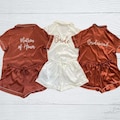 Customized Pajama Set, Bridesmaid PJs, Bridesmaid Gift, Bridal Shower Gift, Terracotta Satin Pjs, Bridesmaid Pyjamas, Wedding Shoot Jammies