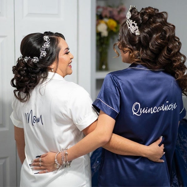 Quinceañera PJ set, Gift for Girls, Gift for Mom, Mis Quince Años, Bridesmaid Gift, Bridal PJS, Bridesmaid Gift, Short Sleeve Pj with shorts