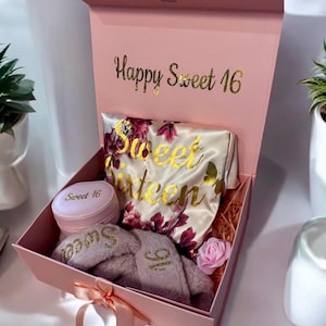Sweet Sixteen Gift Box, Quinceanera Box, All items are personalized with name or phrase and come in beautiful custom box, Ready to gift!
