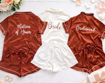 Bridesmaid Pajamas Set of 4,5,6,7,8,9,10,11,12,13,14,15, Soft Satin PJs, Bridesmaid Gift Bridesmaid Proposal, Bridal Gift, Getting Ready Pjs