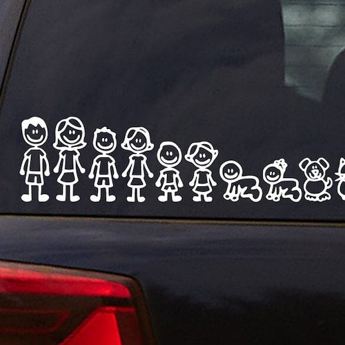 Stick Figure Family Vinyl Car Decals Parents Kids Pets - Etsy