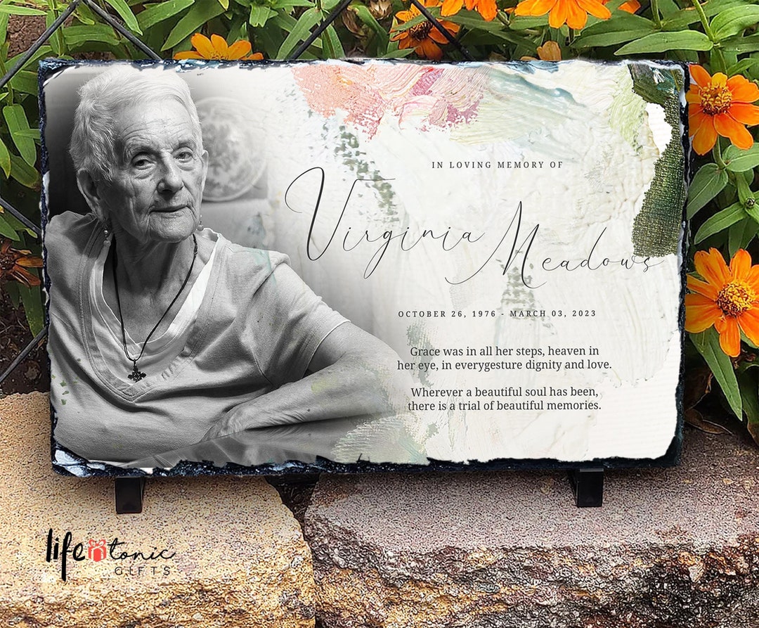 Flower Memorial Stone Memorial Stone Acrylic Paint Design Etsy