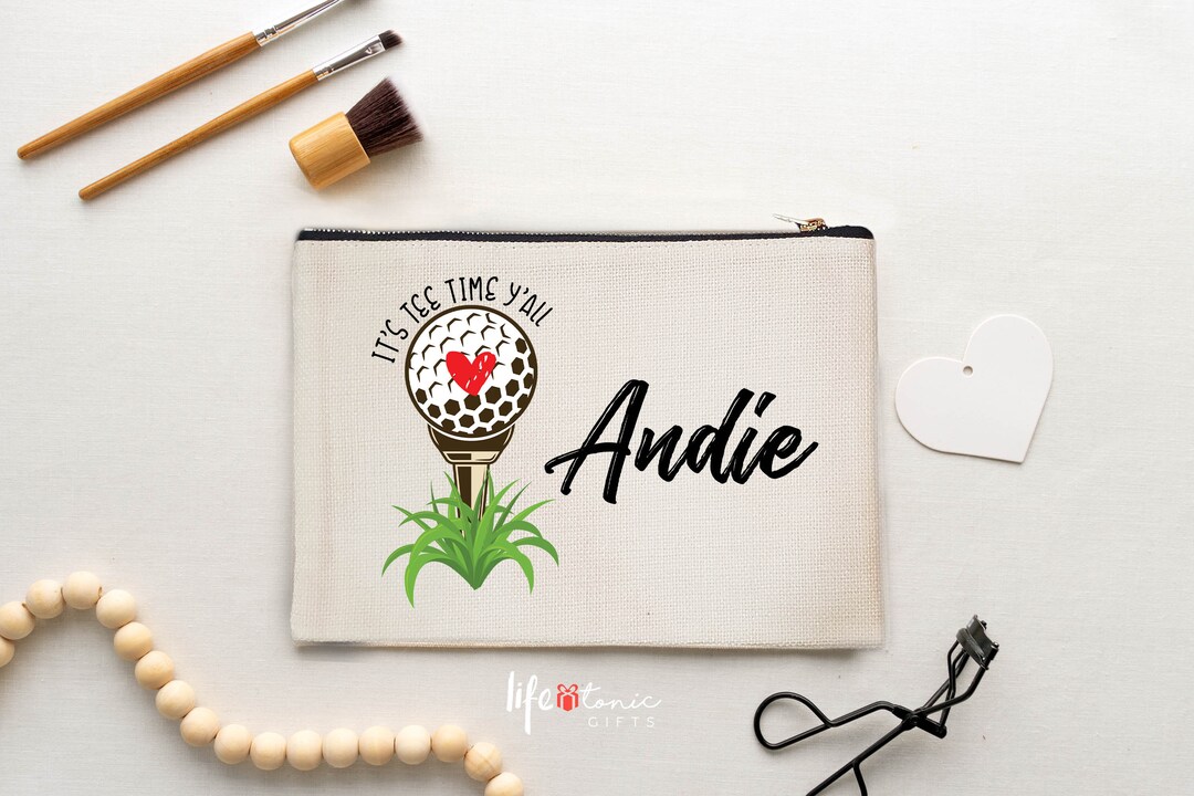 Golf Cosmetic Bag, Personalized Sports Make up Bag, Custom Golf Toiletry Bag, Golf Team Gift